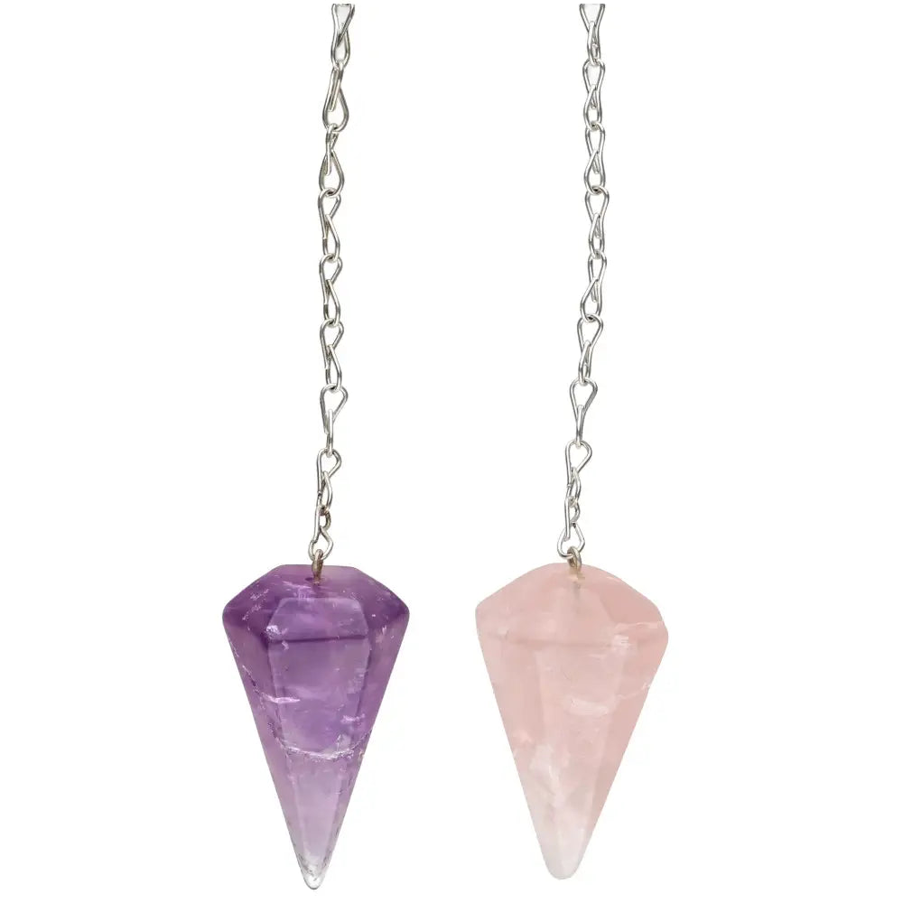 Set van 2 Pendels Amethist & Rozenkwarts