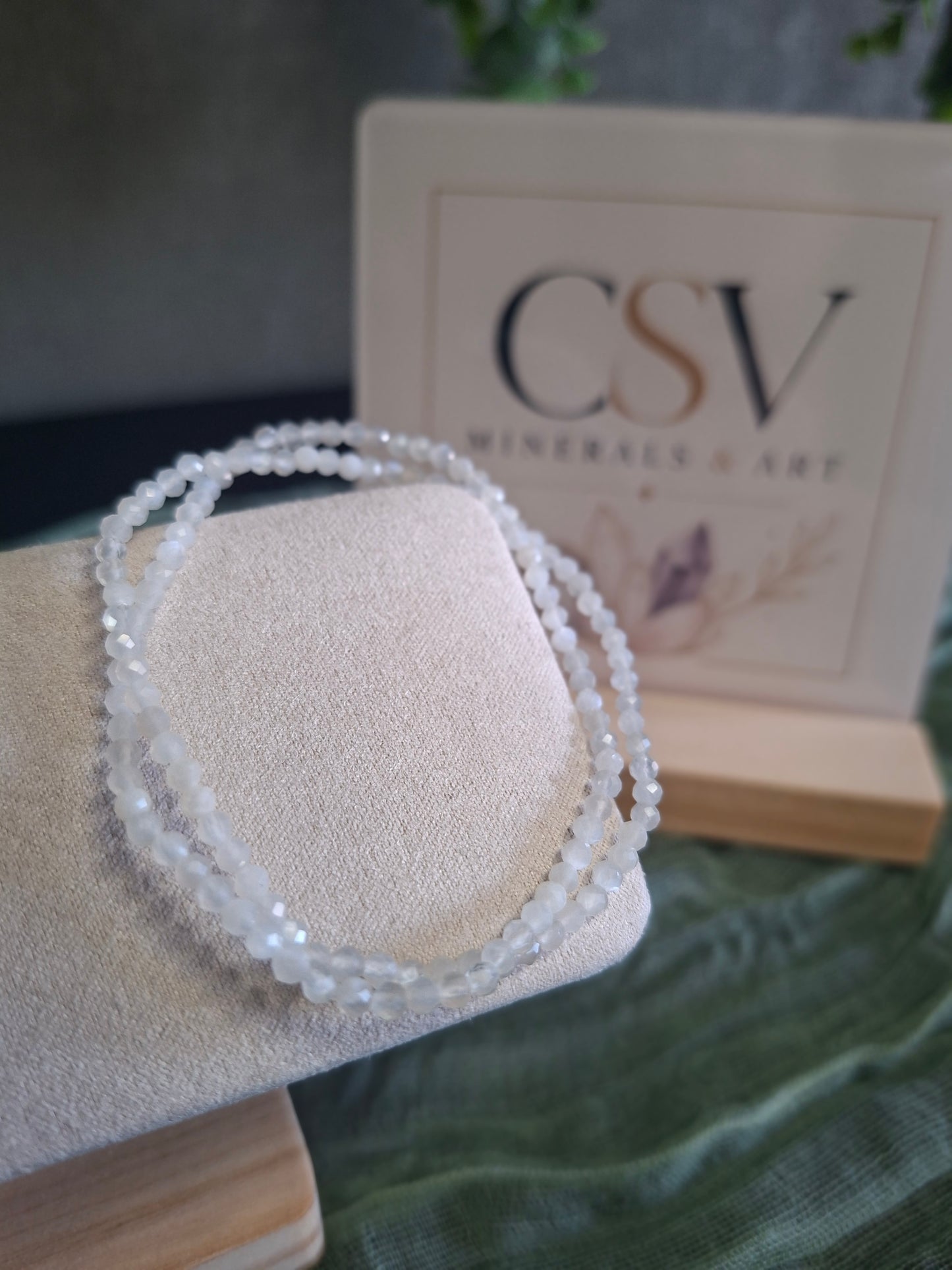 Maansteen 3mm Gefacetteerde armband