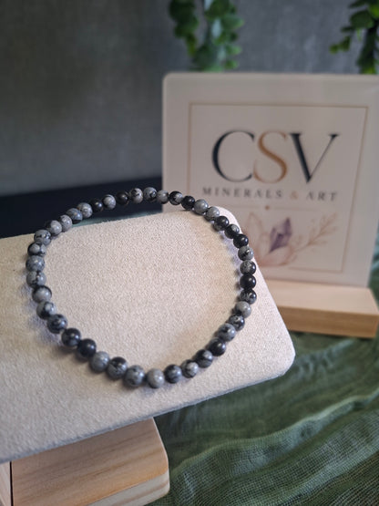 Sneeuwvlok Obsidiaan 4mm armband