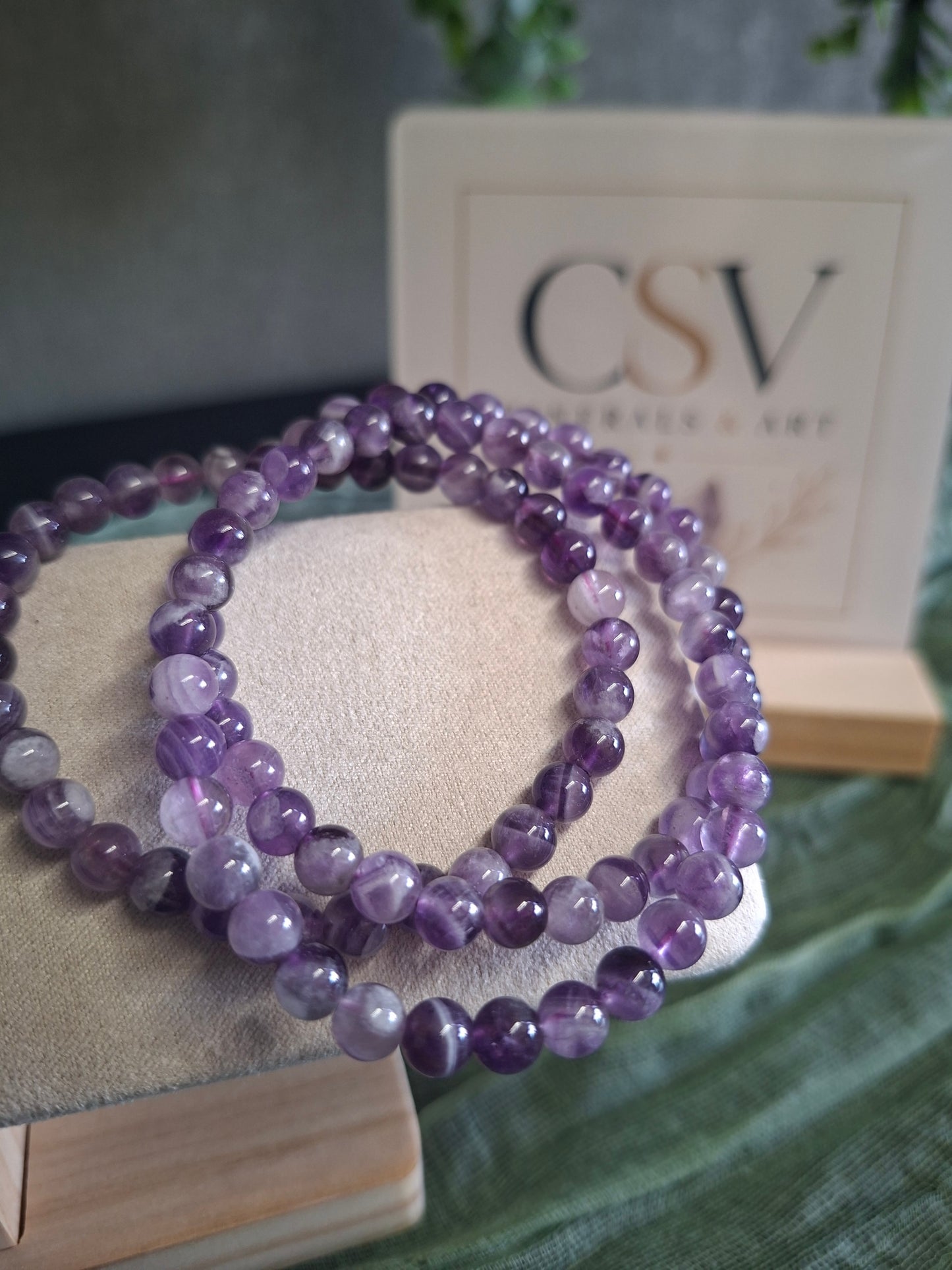 Chevron amethist 6mm armband