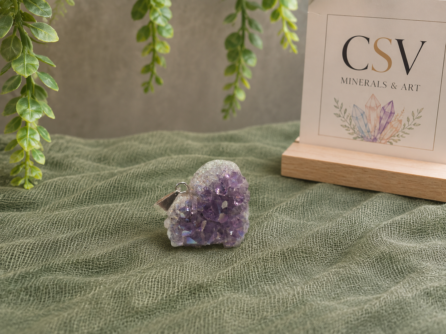 Druzy amethist hanger hart
