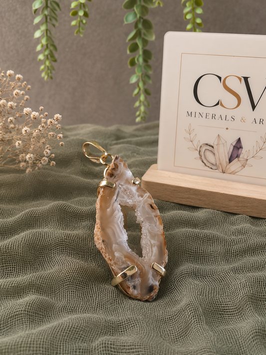 Hanger agaat goudplated