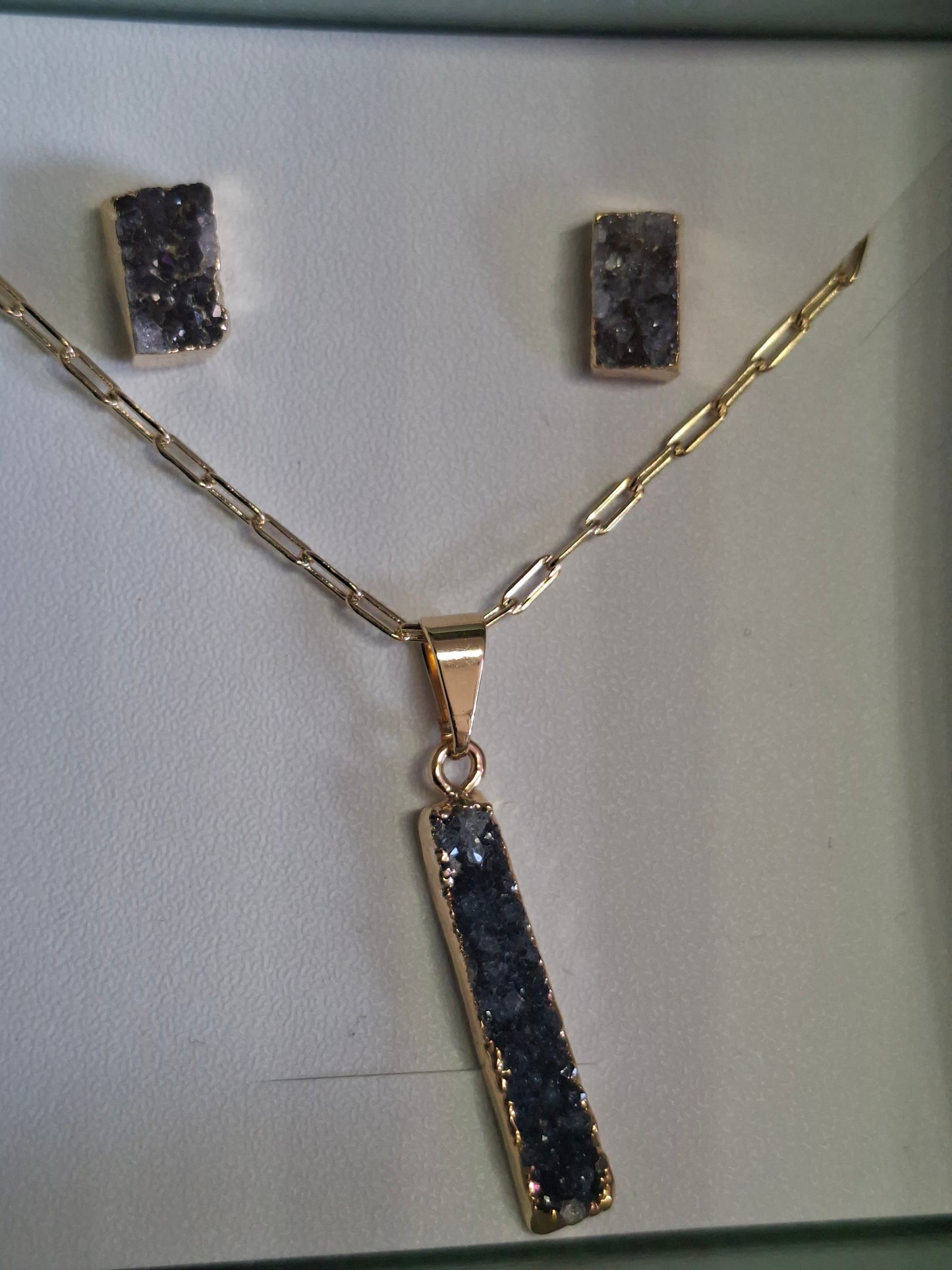 Sieradenset druzy goudkleurig
