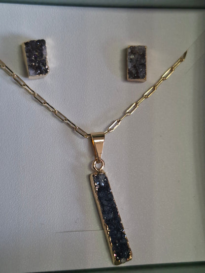Sieradenset druzy goudkleurig